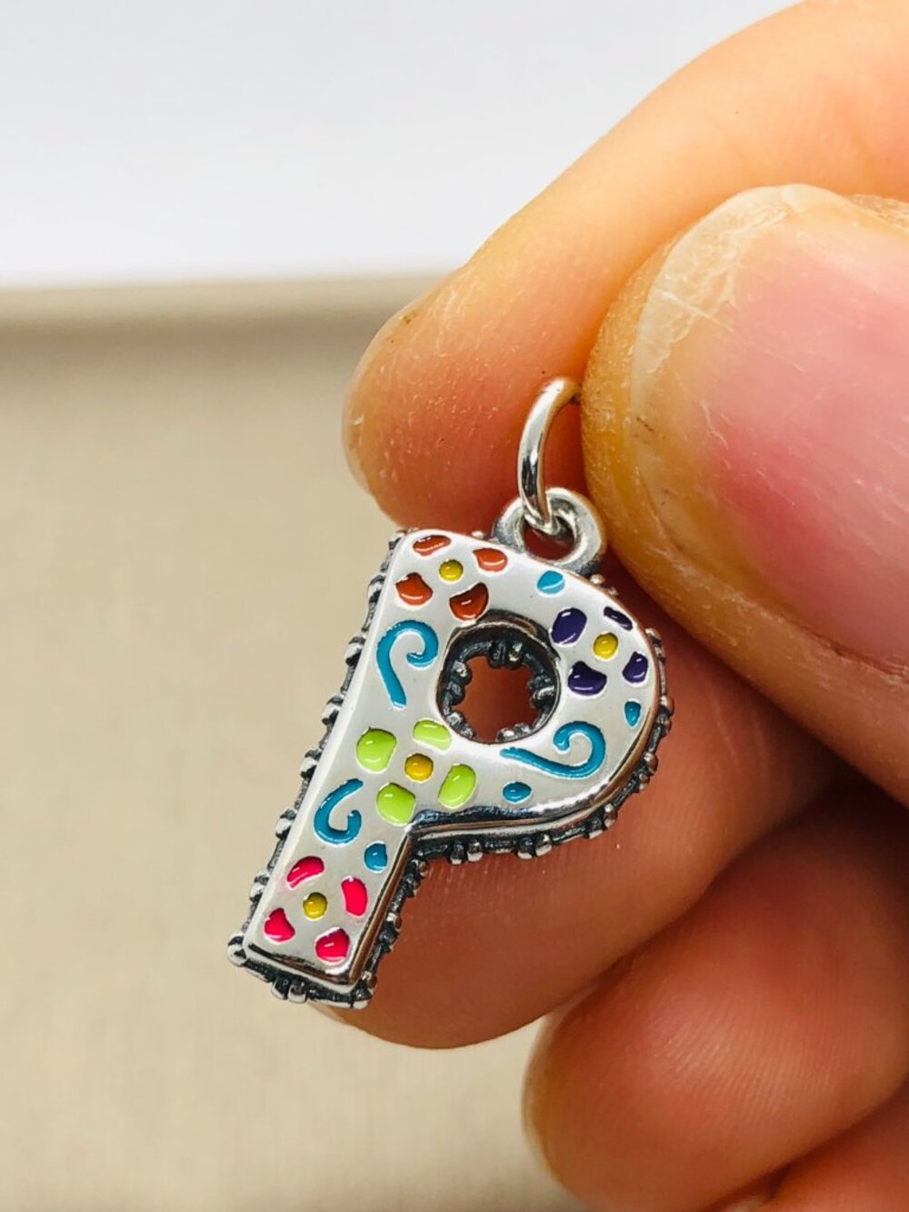 James Avery Enamel Consuela Floral Initial Charm Letter P Dangle Charm